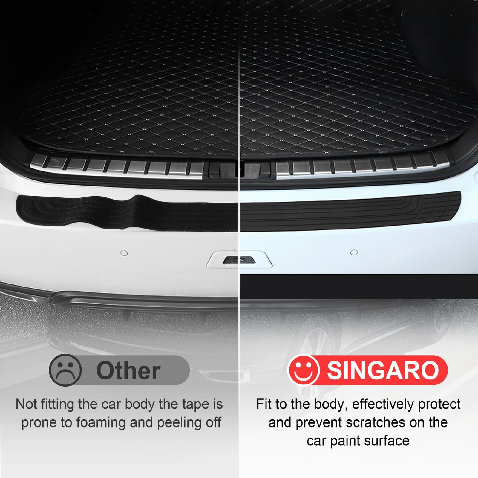 Car Rear Bumper Protector 41in Universal Rubber Anti-Scratch Trunk Accessory