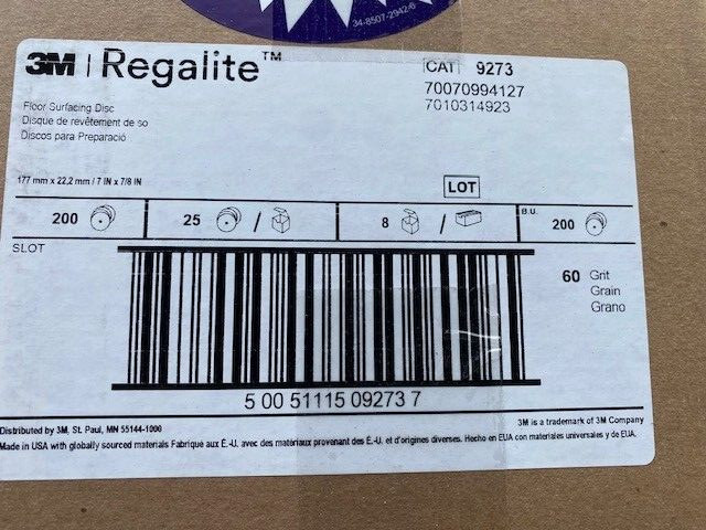 3M Regalite Floor Surfacing Discs 09273, 7 in x 7/8 in, 752I, 60 (Case of 200)