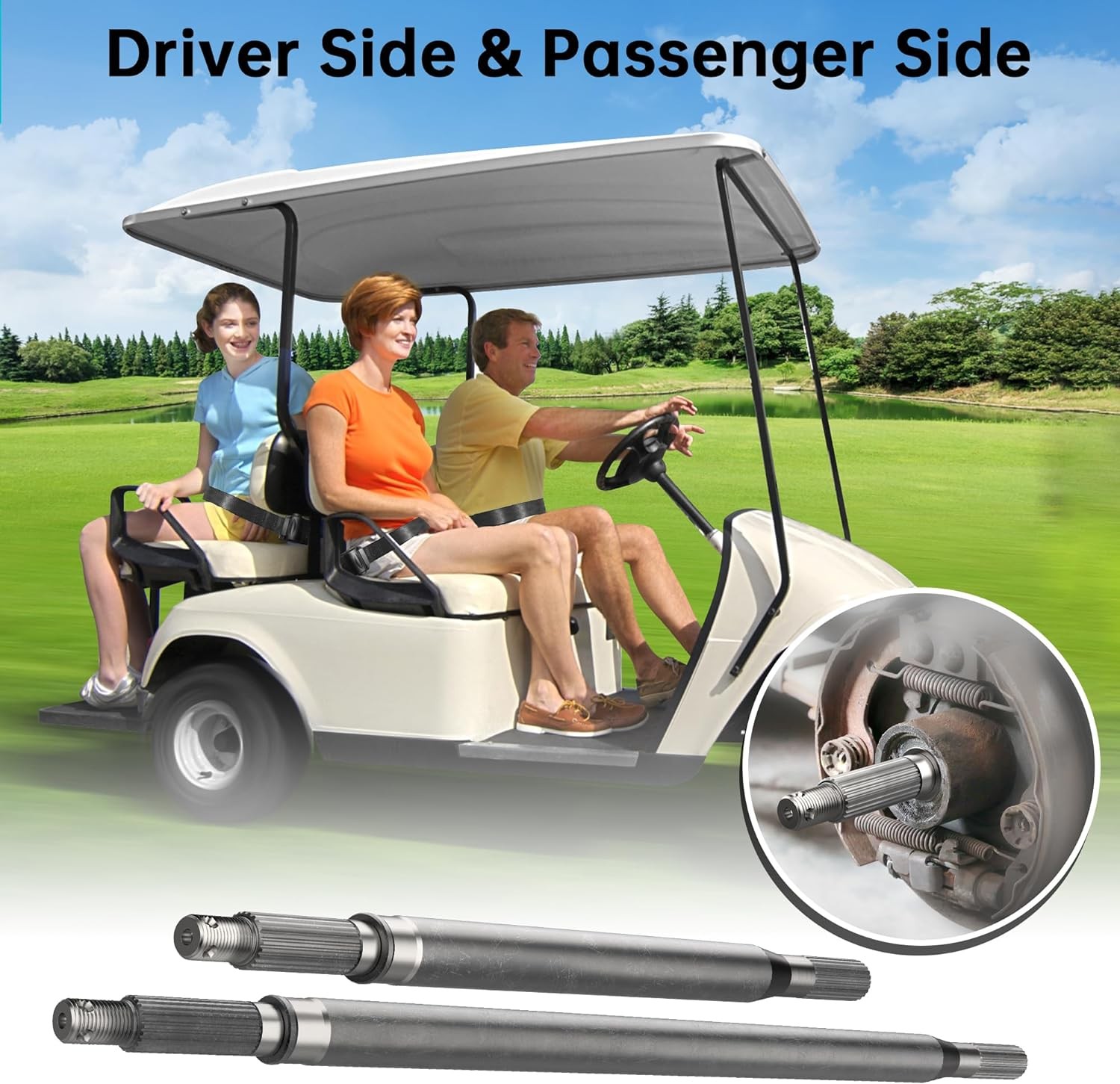 10L0L Golf Cart Rear Splined Axle Shaft Kit,Driver Side & Passenger Side,for 199