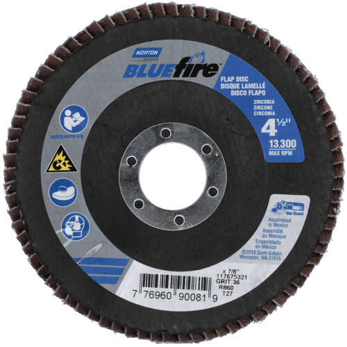 BlueFire Zirconia Alumina Extra Coarse Grit Flap Disc, Center Mount, Fiberglass