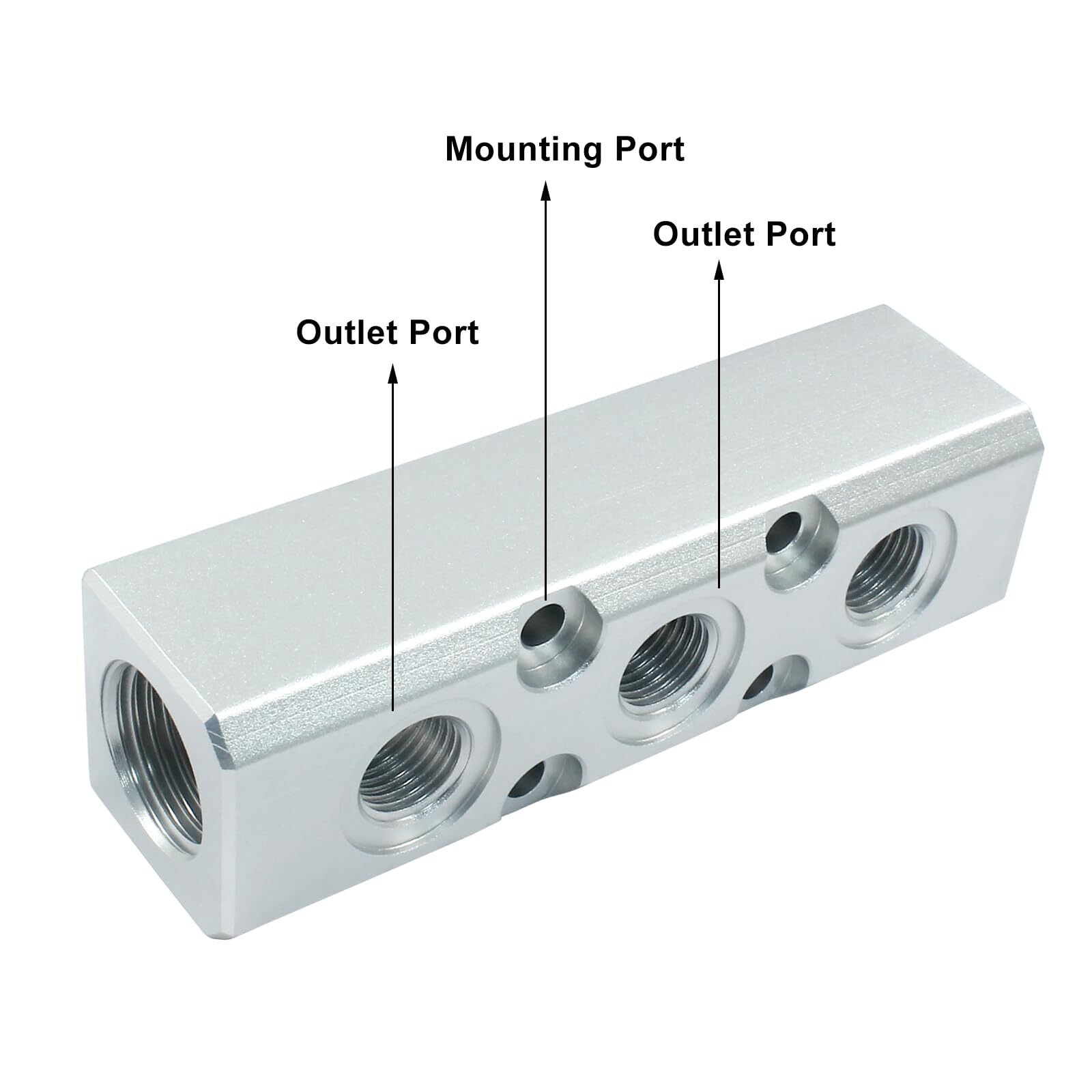 3 Way Pneumatic Manifold Air Distribution Block G1/2 Supply Port G1/4-Inch