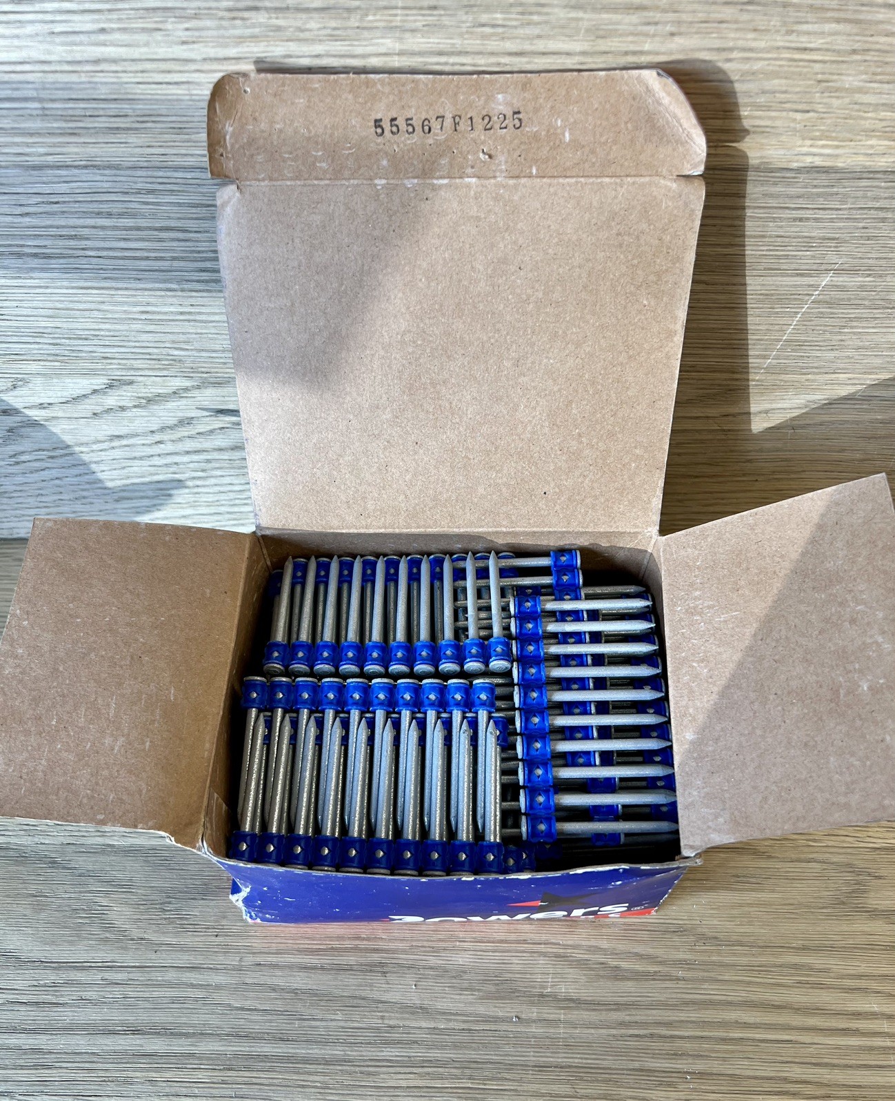 Power Fasteners 8mm Head Collated Drive Pins 2” Shank Blue cat# 50258N