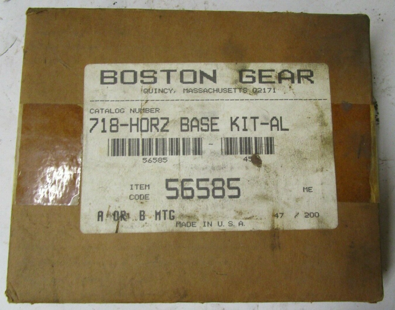 Boston Gear No. 718-HORZ BASE KIT-AL 56585