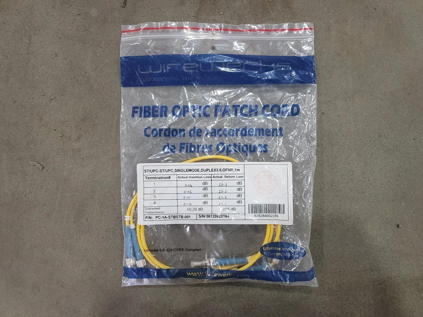Wirewerks PC-1A-STBSTB-001 1M Fiber Optic Patch Cord Cable – Wire & Cable