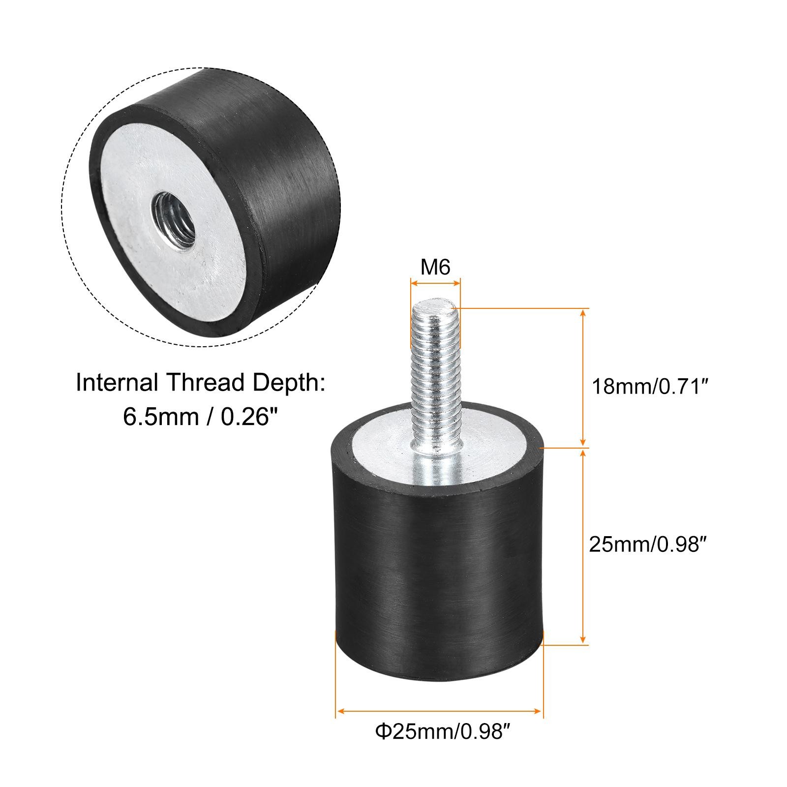 8pcs Rubber Mounts M6 Male/Female Vibration Isolator Shock Absorber D25mmxH25mm