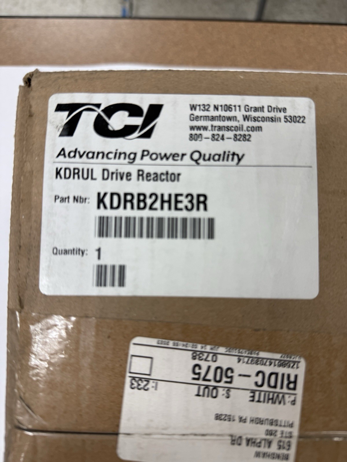 KDRB2HE3R TCI Line reactor 3PH, 480V, 27A, 15HP, 5%, NEMA 3R ENCLOSURE