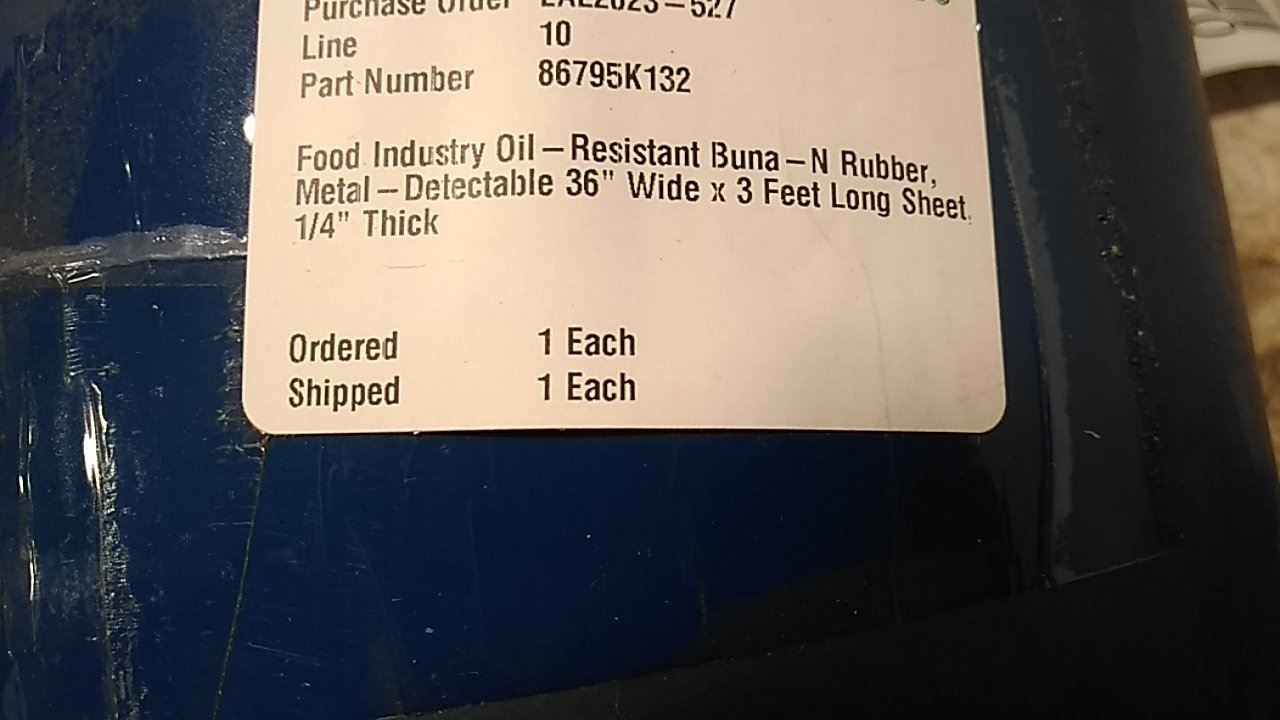 Brand Name 86795K132 3 Ft x 3 Ft 0.25 In Thickness Blue Buna-N Sheet