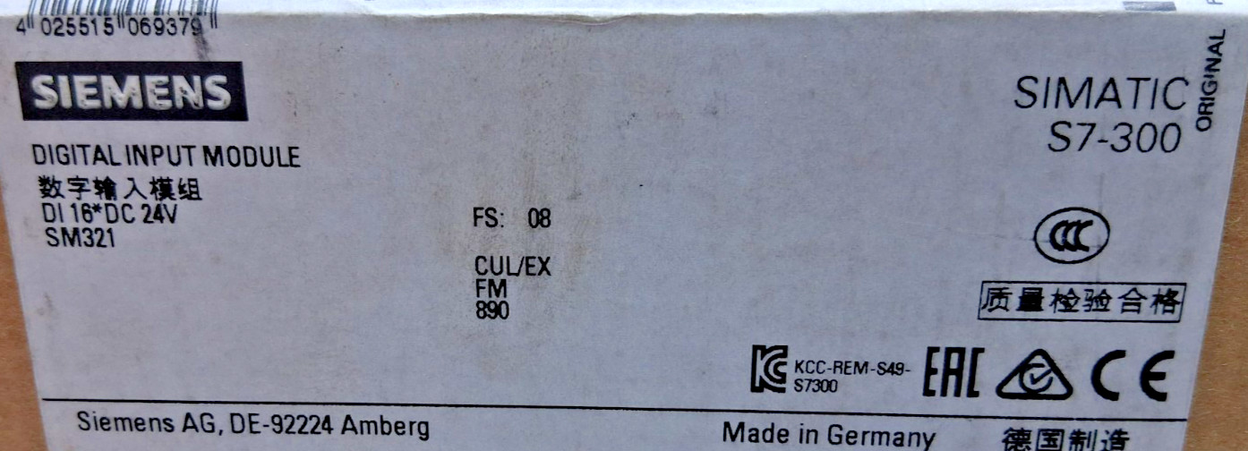 Siemens 6ES7 321-7BH01-0AB0 Digital Input Module