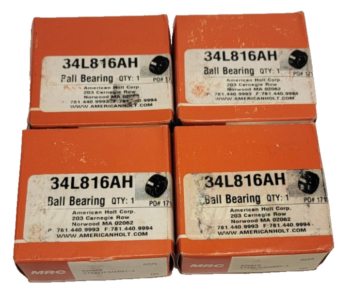 4 PCS American Holt 34L816AH 5206CF STEEL / C3/ABEC-1 Double Row Angular Bearing