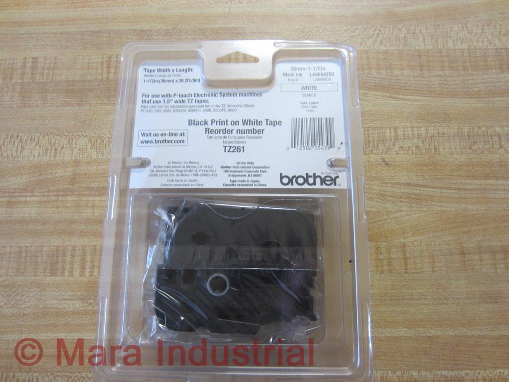 Brother TZ-261 1.5 Inch Black Print On White Tape P-touch TZ261 (Pack of 3)