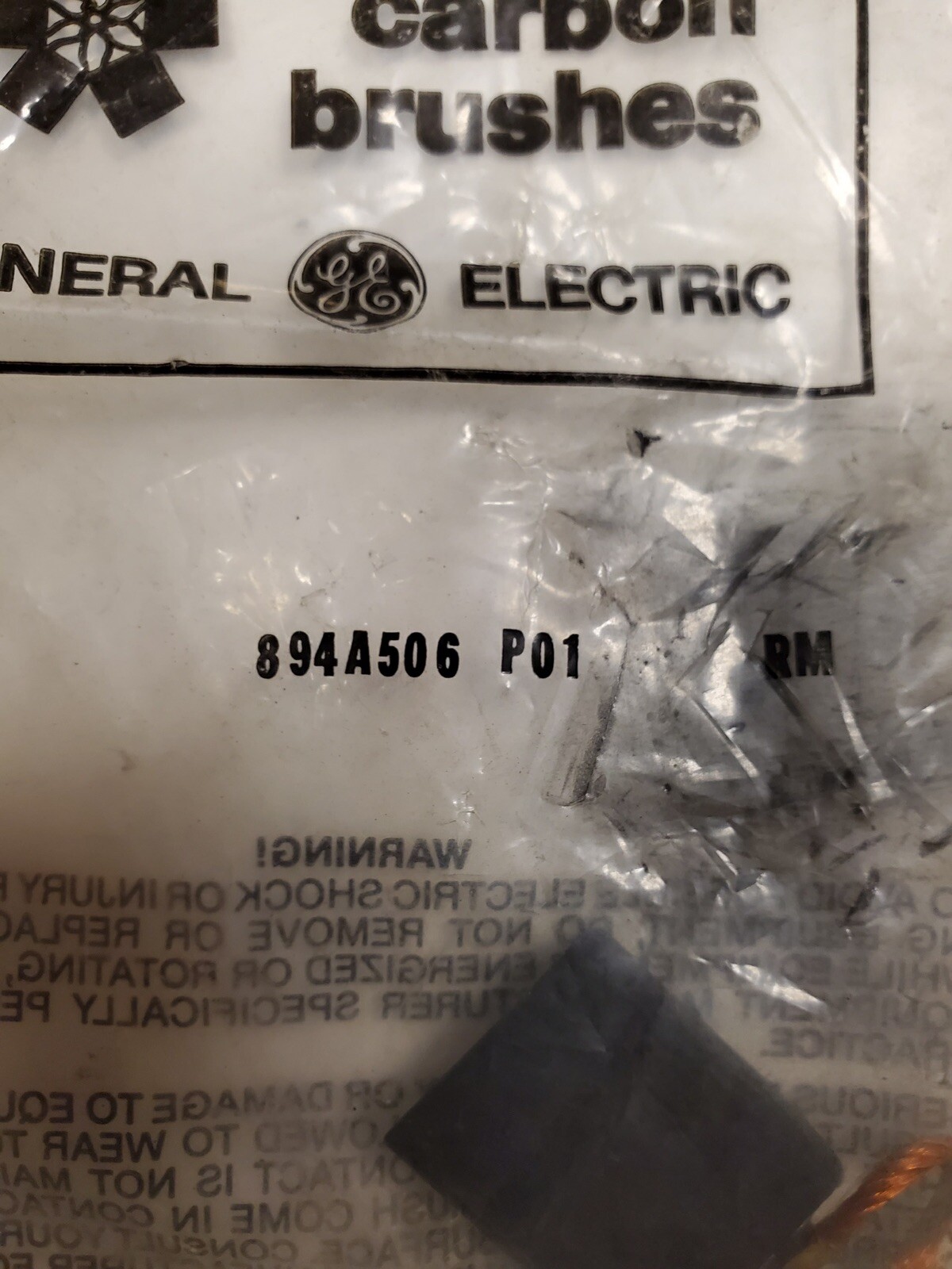 GENERAL ELECTRIC CARBON MOTOR BRUSH NIB 894A506 P01 3/8 X 1 X 1-3/16