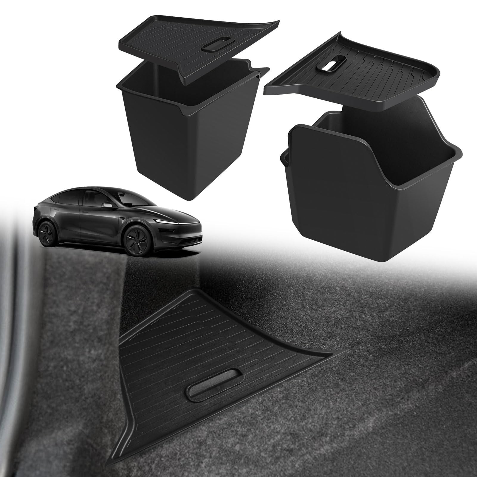 BestEvMod for 2026+ Tesla New Model Y Juniper 2PCS Rear Trunk Storage Bins wi…