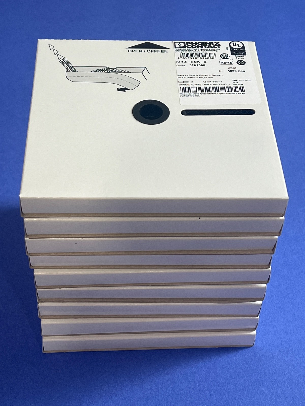 Lot Of 9 Boxes Phoenix Contact 3201398 AI 1, 5-8 BK-B 3 New