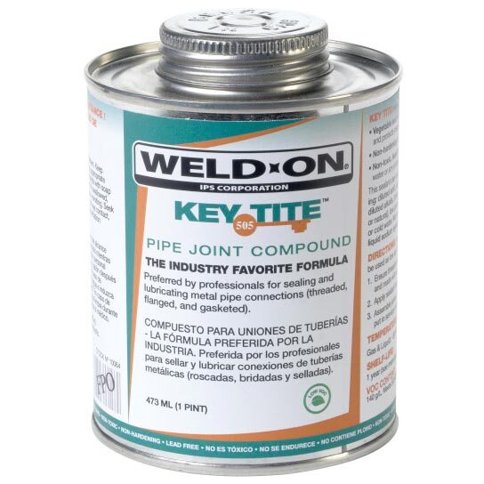 Weld-On 505 Key Tite Metal Pipe Sealant with Brush Cap Applicator, 0.5 pt