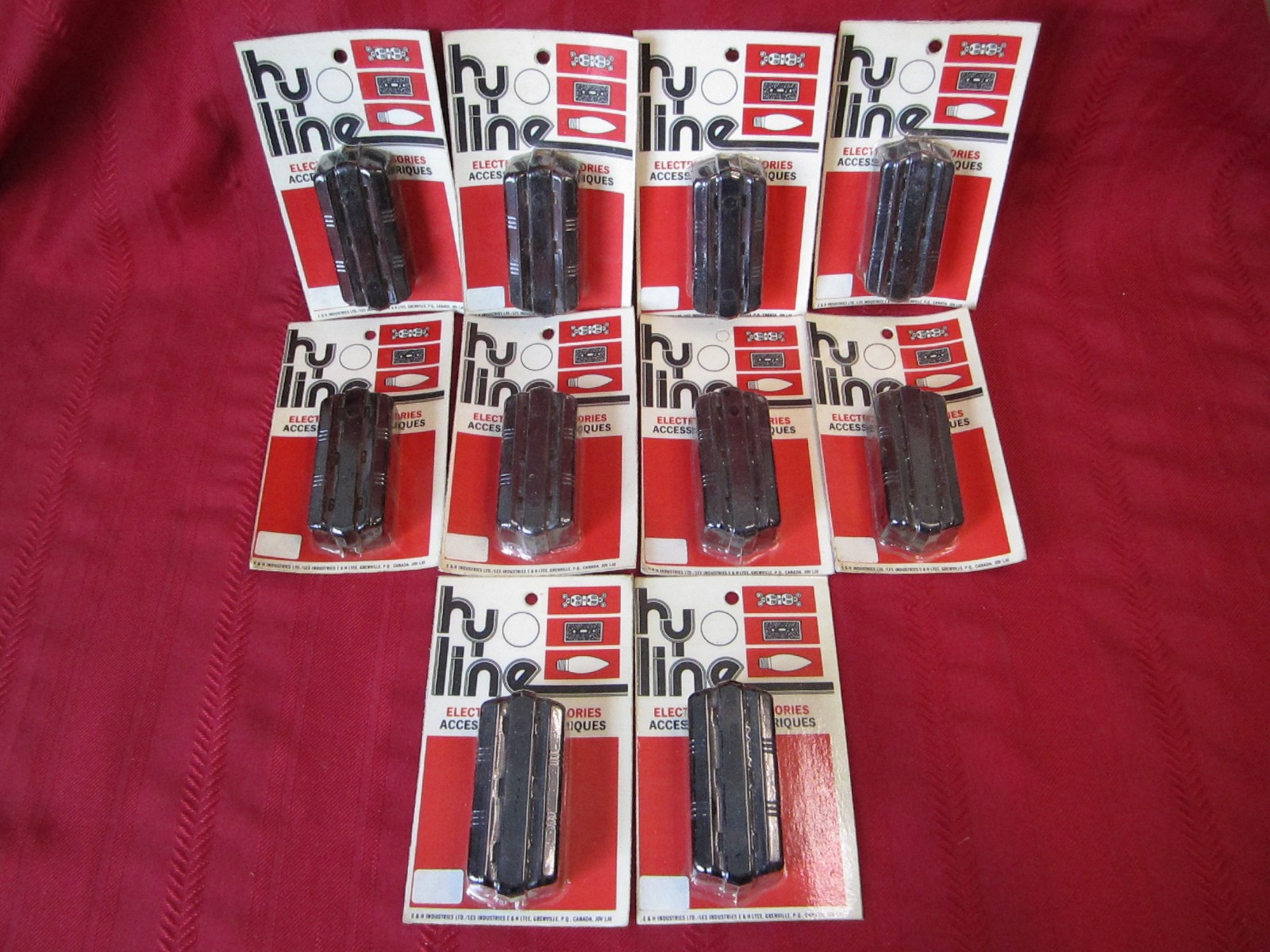 NOS GEM Bakelite Tri-Tap w/Prongs Electrical Plug Rubber Connector Cord Clamp