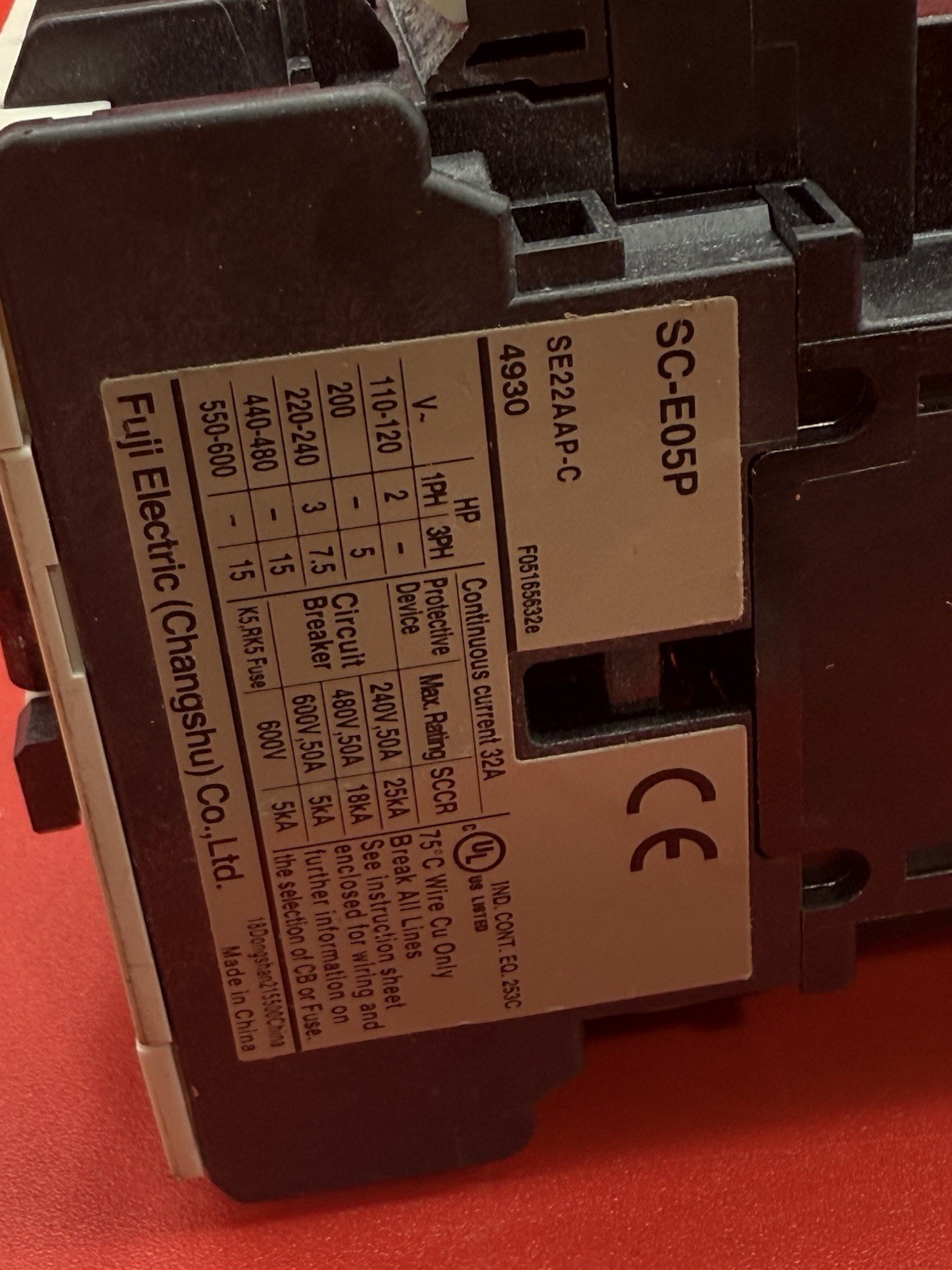 FUJI Electric SC-E05P/G SC-E Series Magnetic Contactor G2A