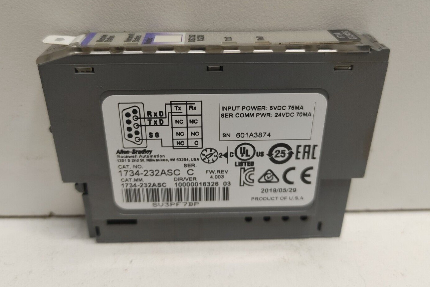 GUARANTEED! ALLEN-BRADLEY SERIAL INTERFACE MODULE 1734-232ASC