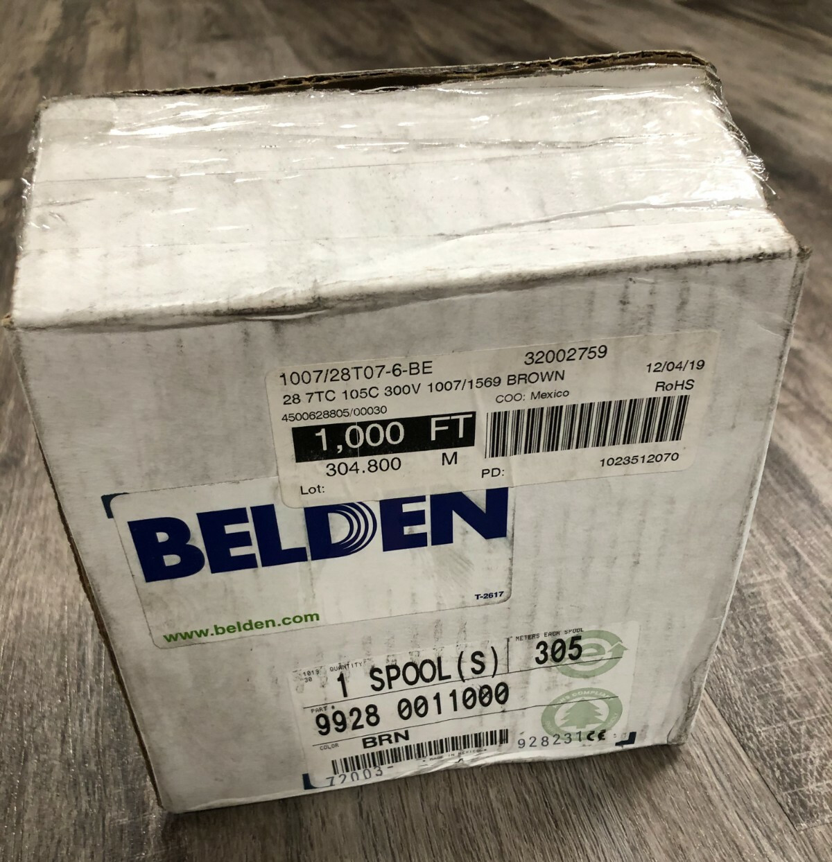 Belden 9928 0011000 PVC Hookup Wire 28 AWG 300V Brown, 1000 FT (305 M)