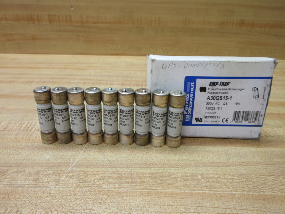 Gould Shawmut Ferraz Mersen A30QS15-1 Fuse Cross Ref 46C448 (Pack of 9)