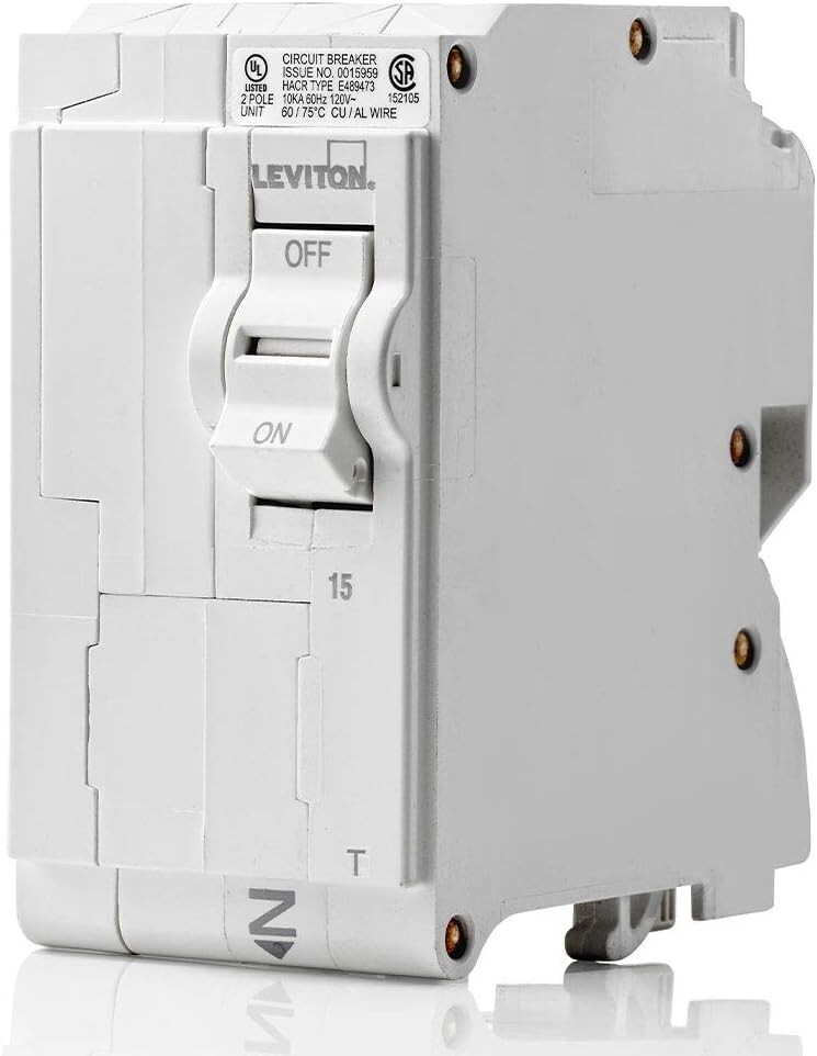 Leviton LB215-T 15A 2-Pole Plug-On Standard Branch Circuit Breaker, Thermal