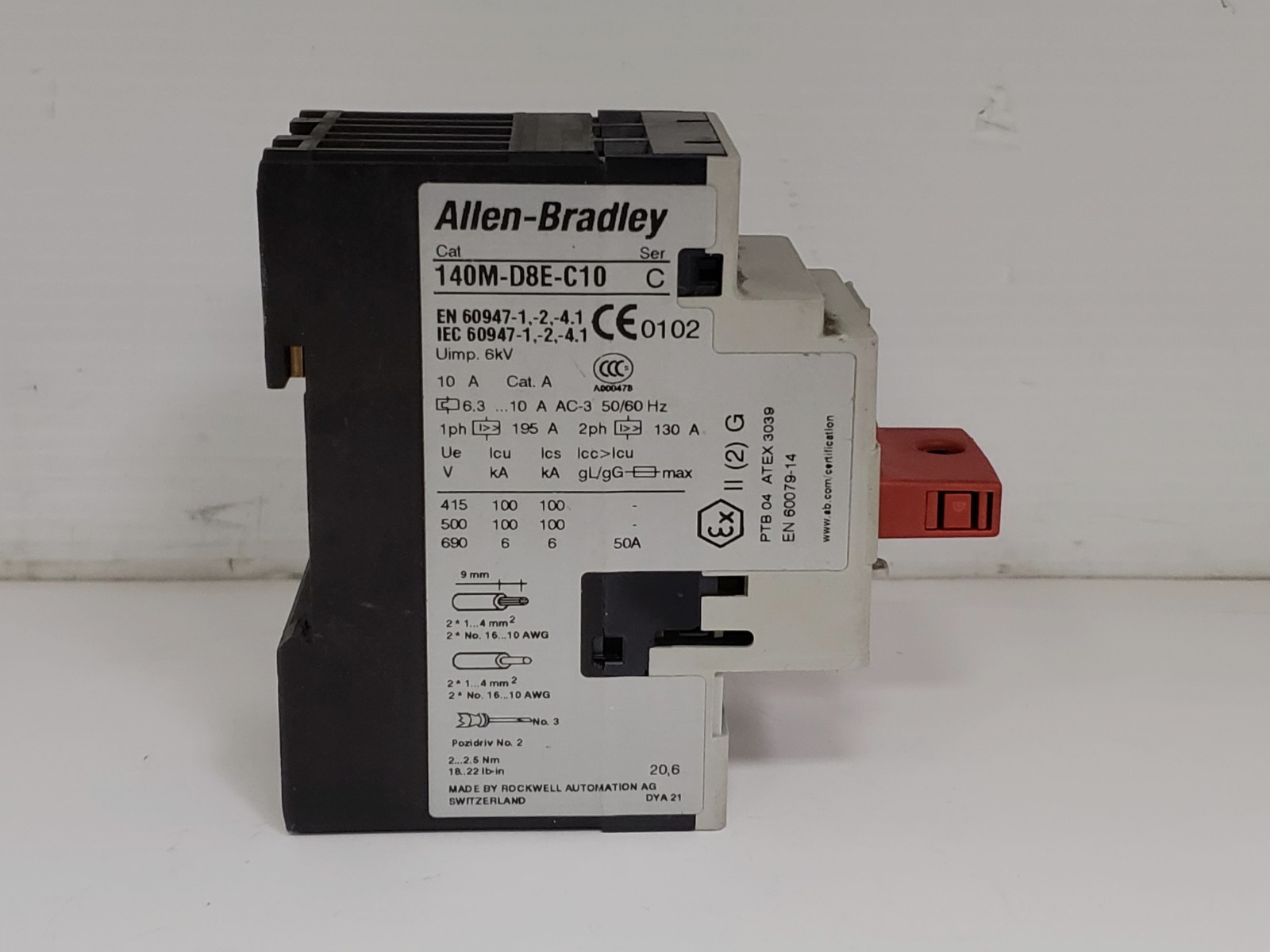 ALLEN BRADLEY 140M-D8E-C10 CIRCUIT BREAKER 6.3-10A SERIES C