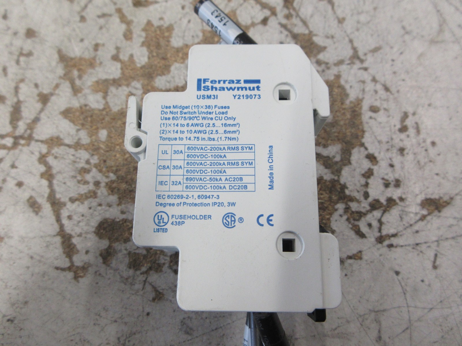 Ferraz Shawmut Ultrasafe Fuseholder USM3I 30A 600V 3P Used
