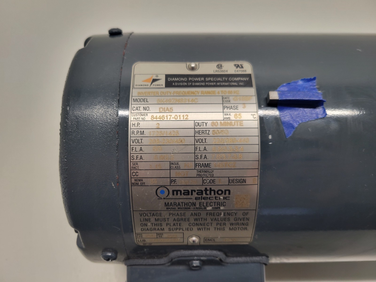 NEW OLD STOCK! MARATHON ELECTRIC 2HP 208-230/460V MOTOR 5K49ZN8314C