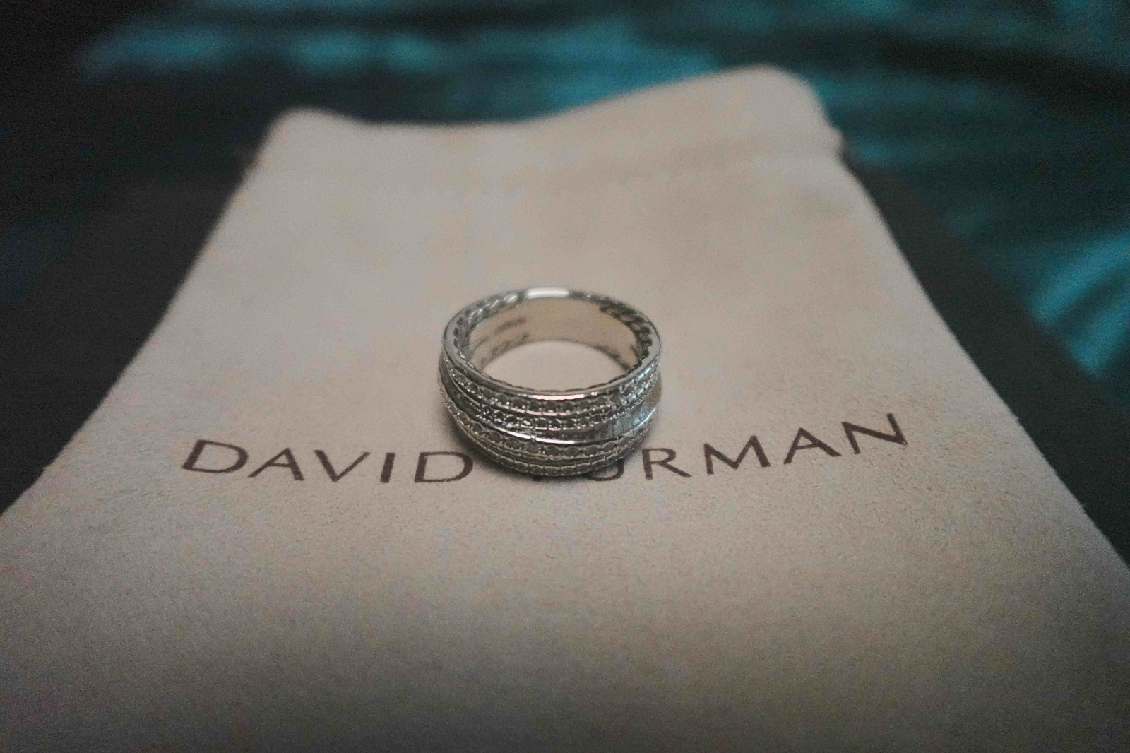New&DavidYurman.silver Unisex Cross Ring Diamond Gold Ring US 7