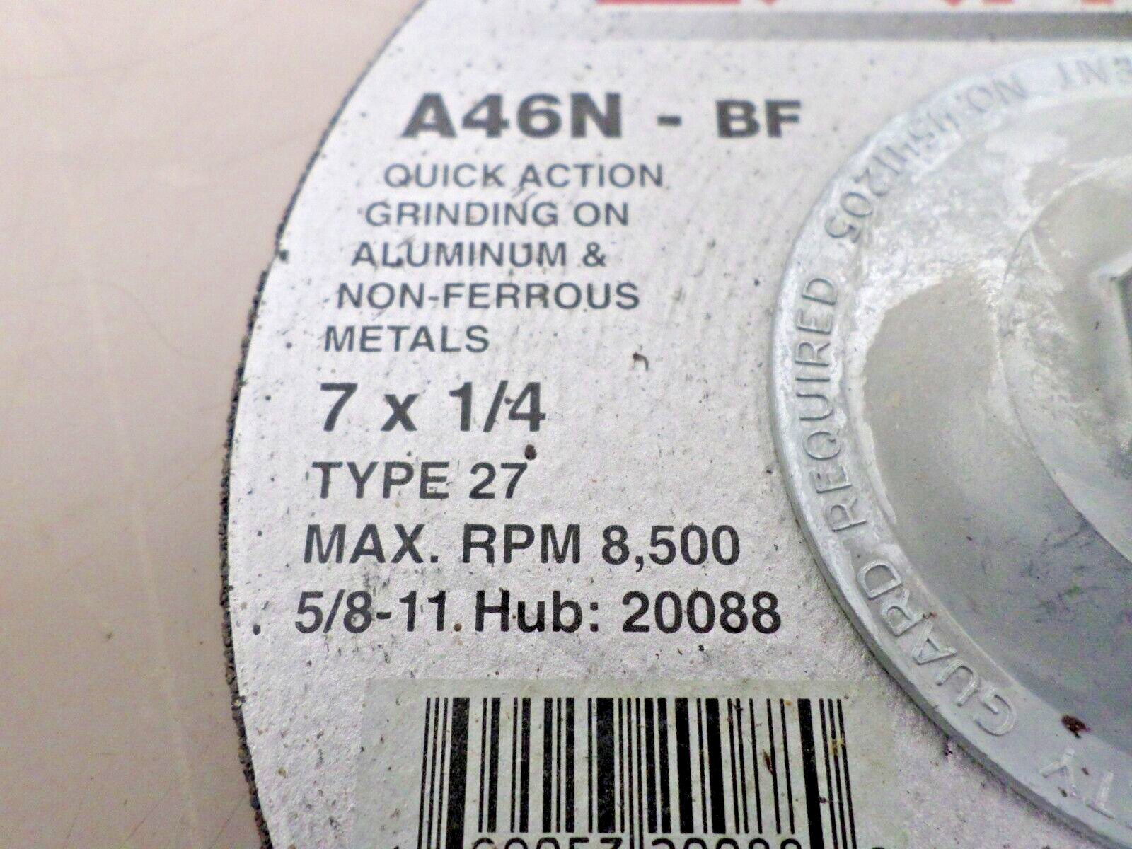 Lot of 2 – SAIT 20088 A46N-BF 7 x 1/4 Type 27 Depressed Center Grinding Wheels