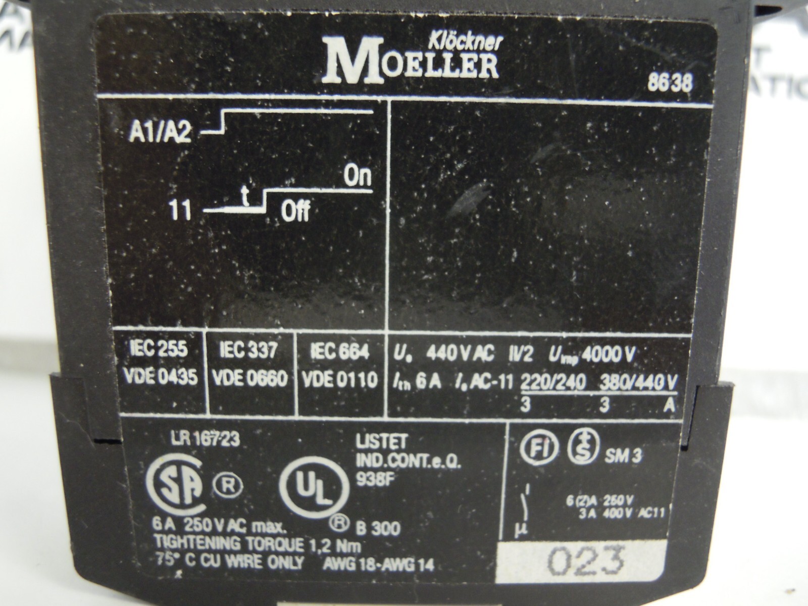EATON KLOCKNER MOELLER DIL ET 11-30-A TIME DELAY RELAY 3A + COIL 24-240V *TESTED