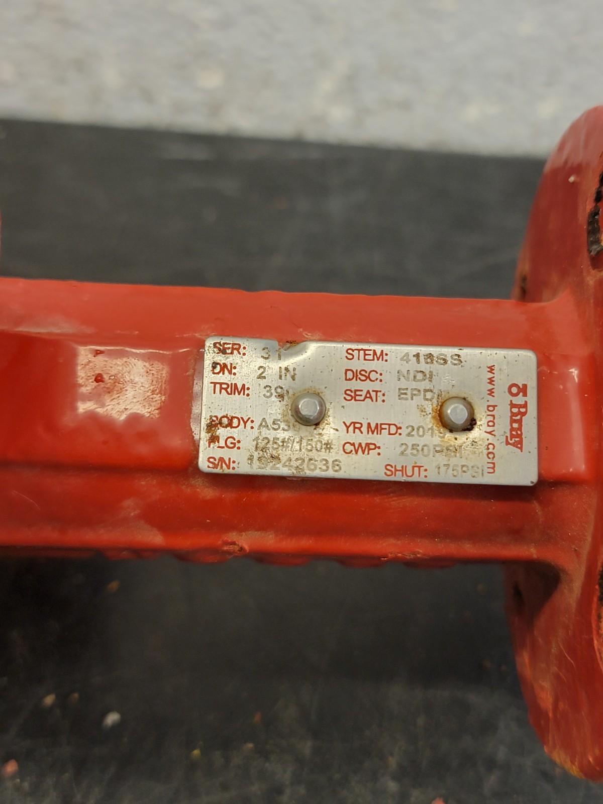 BRAY 2″ BUTTERFLY VALVE SERIES 31 Used A2