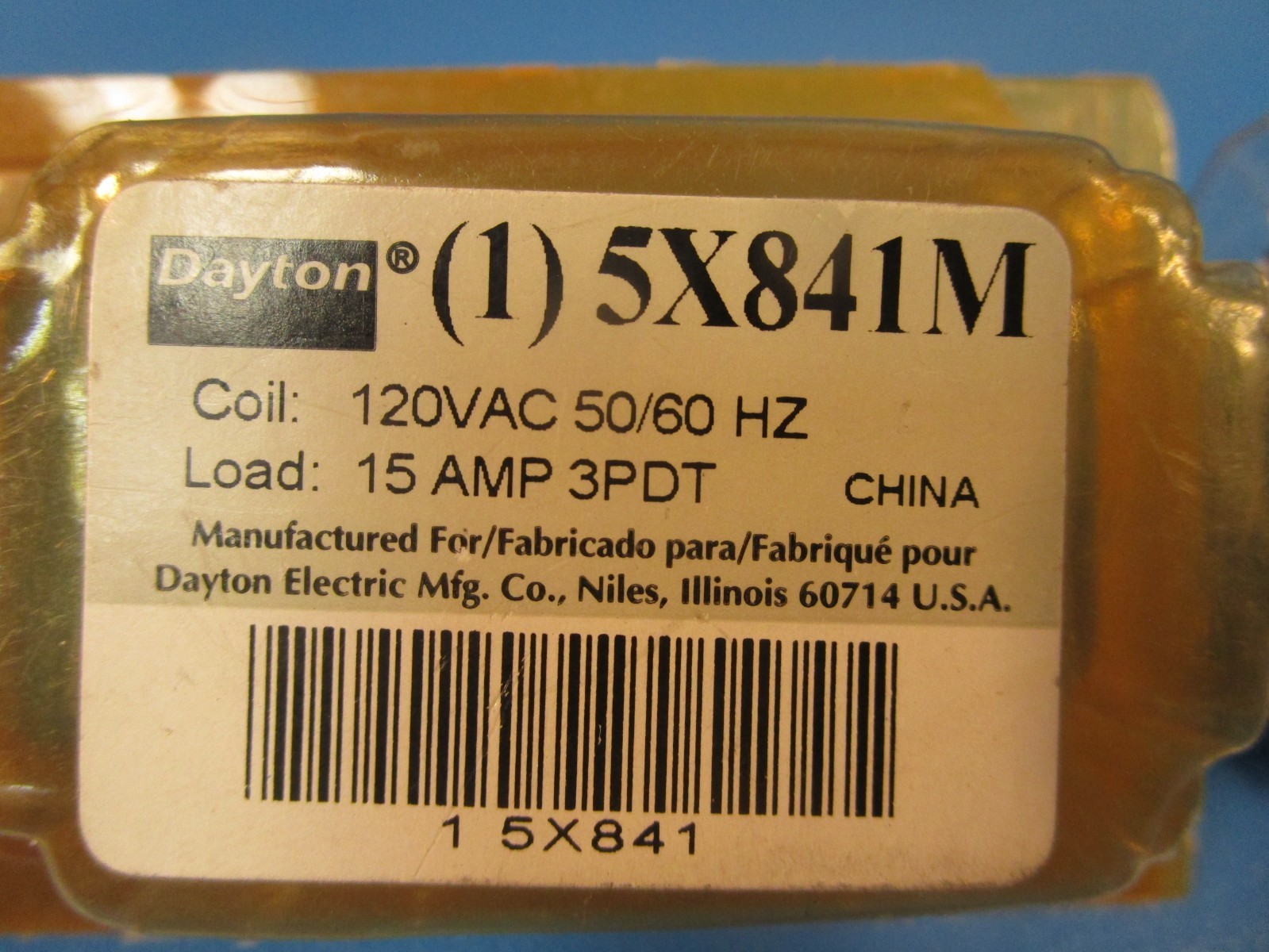 Dayton 5X841M, RELAY, 10AMP, COIL 120VAC, 3PDT, 277VAC/30VDC, 11PIN