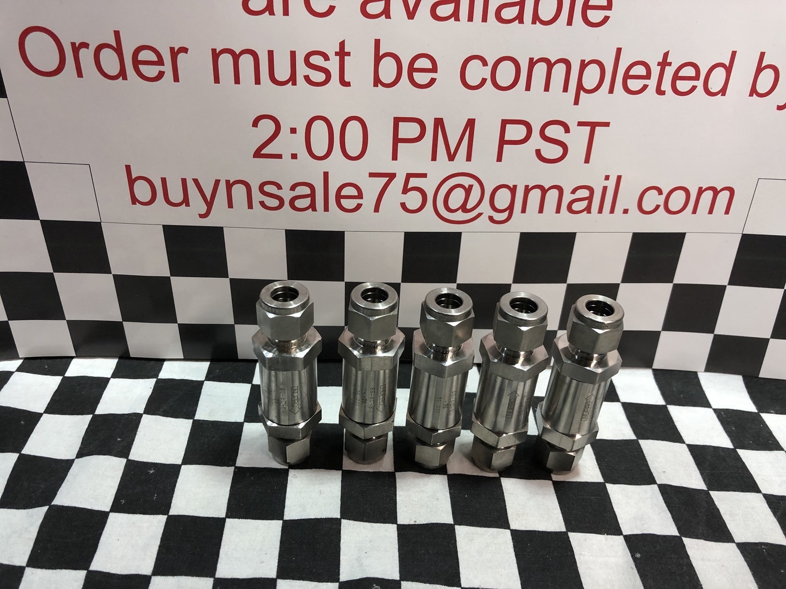 LOT OF 5, SWAGELOK CHECK VALVE 3/8″, 25 PSI, SS-6C-BU-25, SHIPSAMEDAY#1622A31