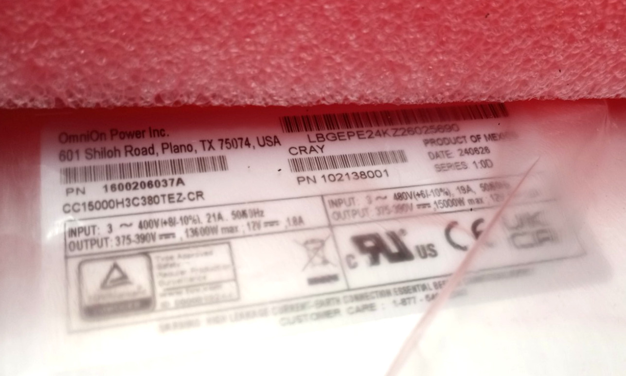 NEW Open Box OmniOn Power CC15000H3C380TEX-CR AC-DC Rectifier N2151 C9