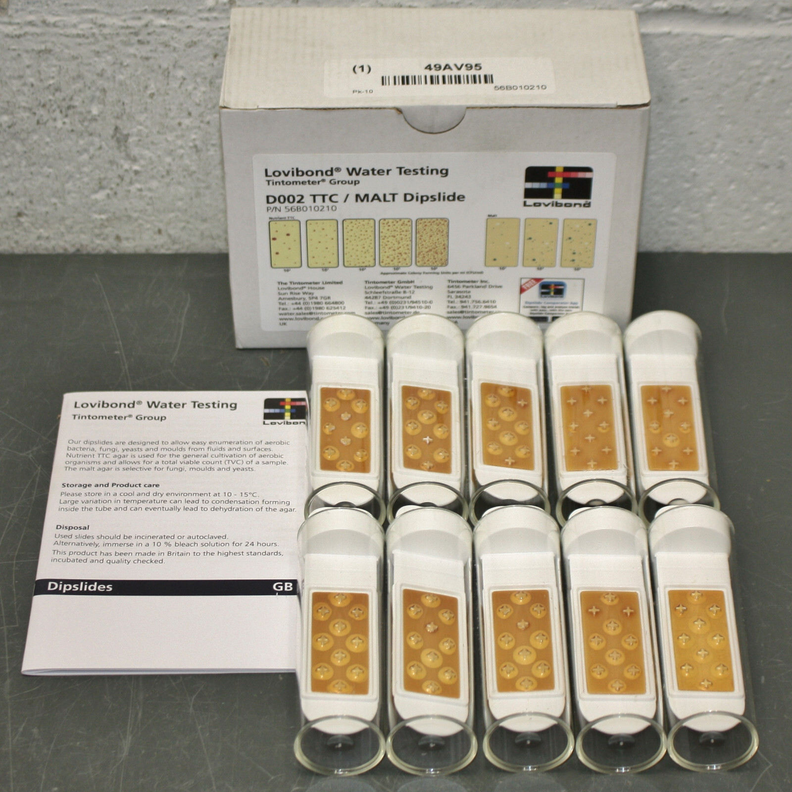 (10) Lovibond D002 TTC / MALT Dipslides 56B010210, Water Testing, EXPIRED 08/21