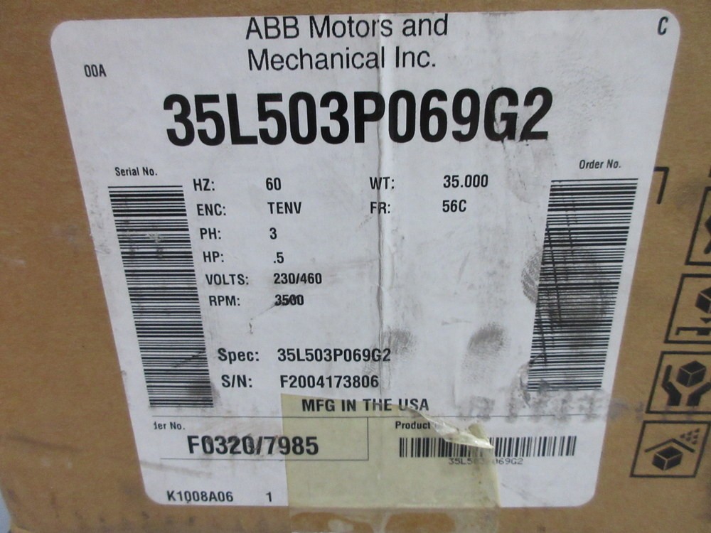 Baldor Reliance 35L503P069G2 ABB Industrial Motor
