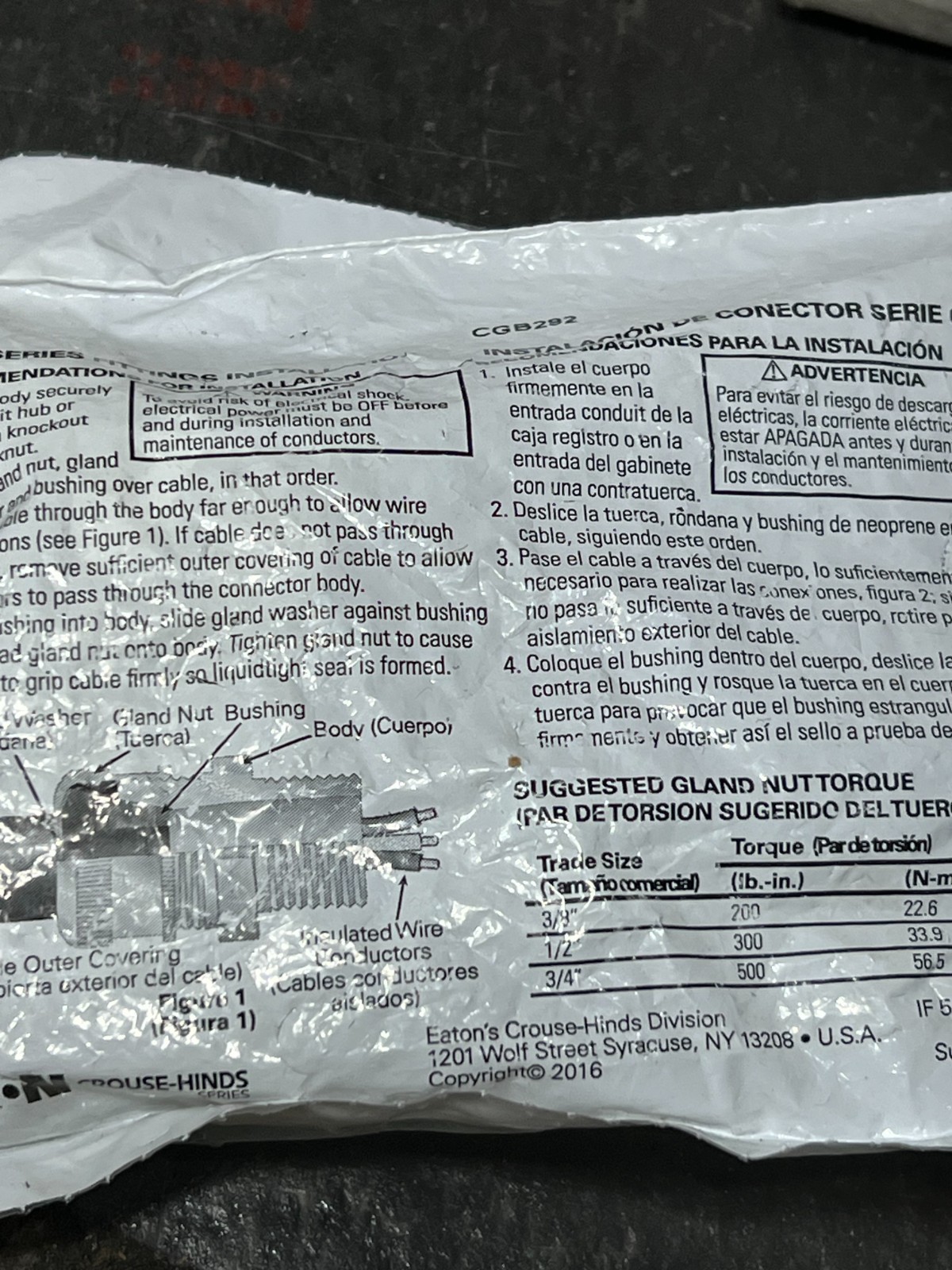 eaton cgb292 nos poor packaging