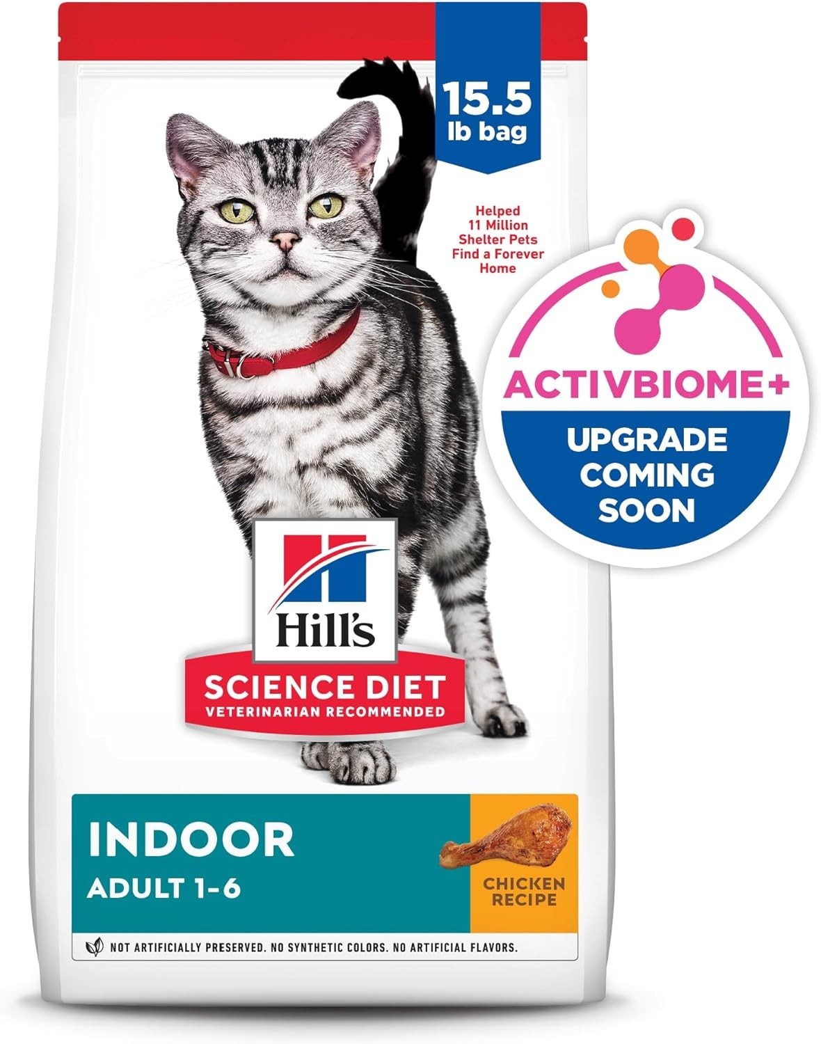 Hill’s Science Diet Adult 1-6 Indoor Dry Cat Food, Chicken, 15.5 lb. Bag