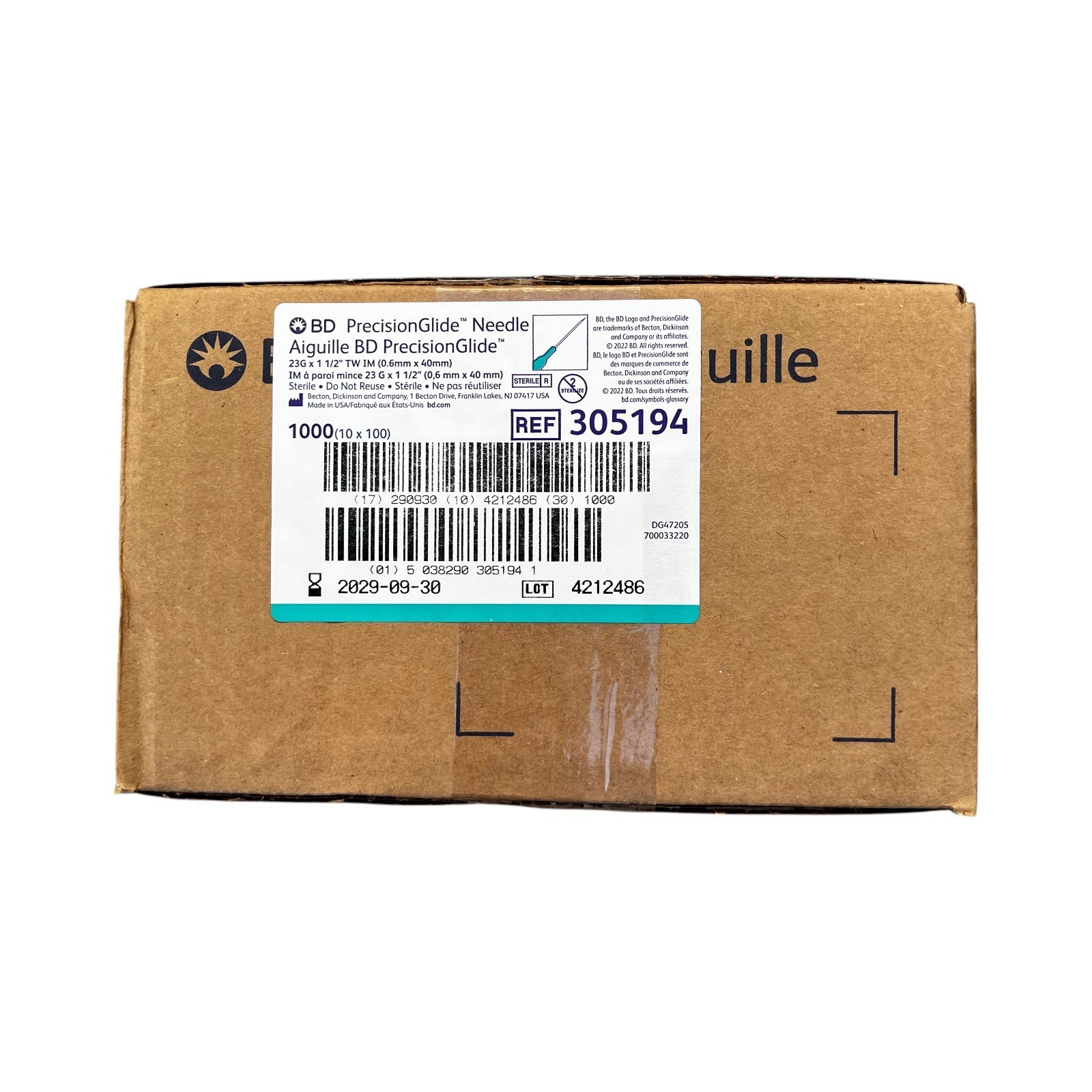 BD PrecisionGlide 305194 23G x 1 1/2 TW IM (0.6mm x 40mm) Sterile – 1000 Pcs