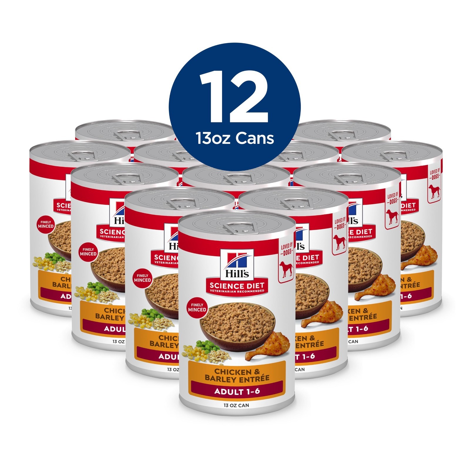 Hill’s Science Diet Adult 1-6 Wet Dog Food, Chicken & Barley, 13oz x 24 pack