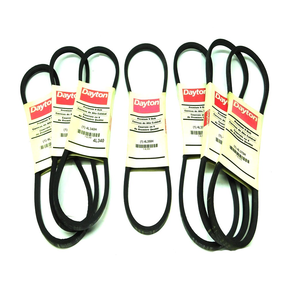 (Lot of 7) NEW Dayton Premium V Belts (3) 4L340, (1) 4L350, And (3) 4L370 Models