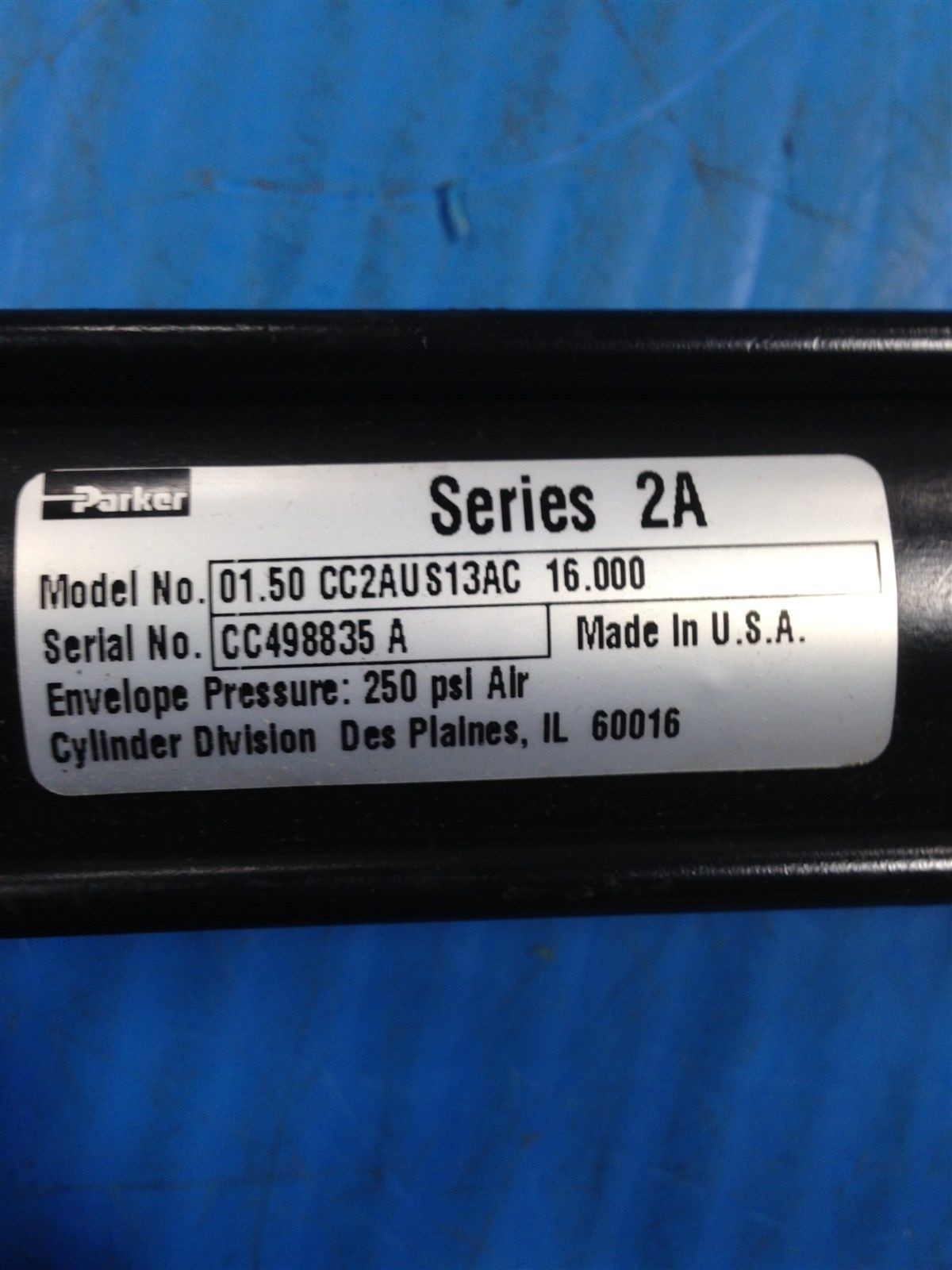 USED PARKER 01.50 CC2AUS13AC 16.000 PNEUMATIC CYLINDER (H2)