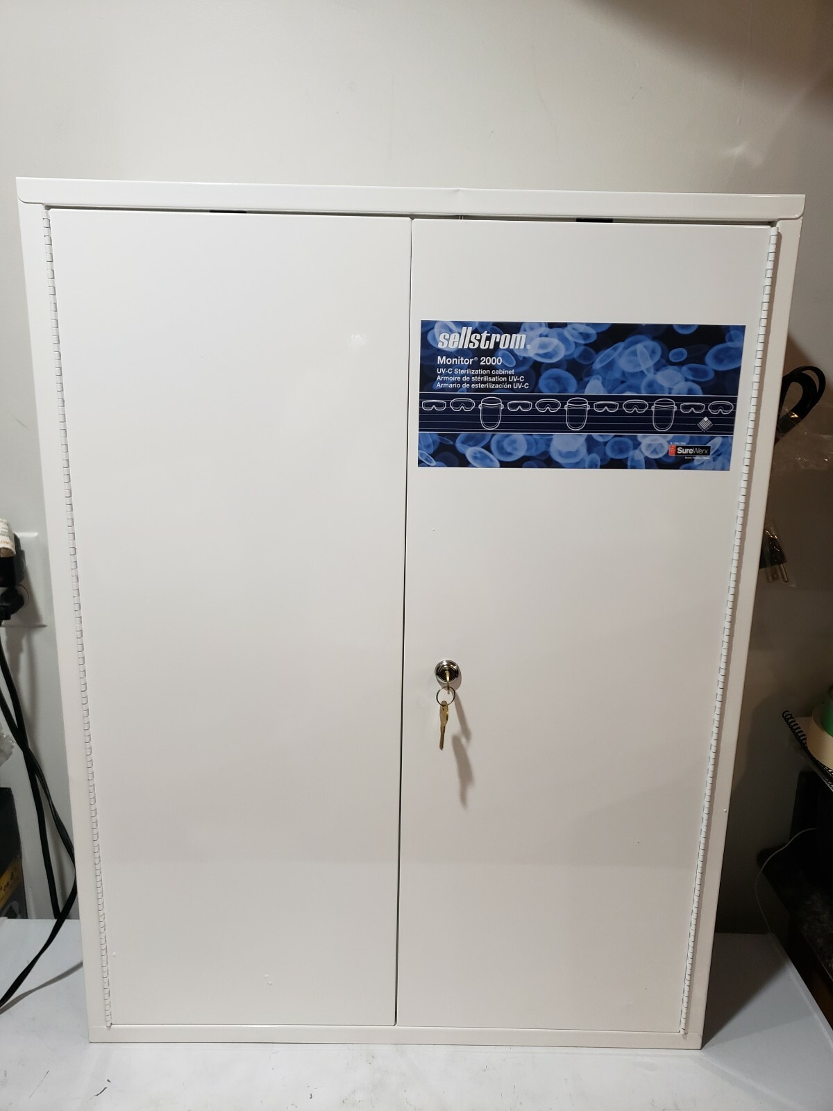 Sellstrom S90494 Eyewear Germicidal Cabinet, White DAMAGED FROM SHIPPING