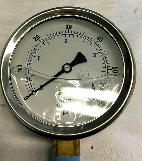 Gauge 4″ 0-60 PSI Bar 100xkPa Liquid Filled 201L-402D NIB Free Shipping