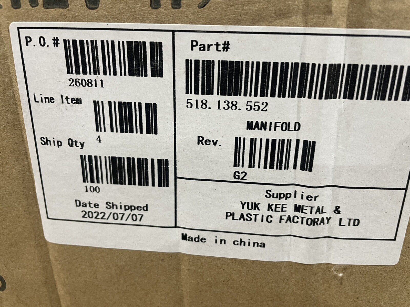 Warren Rupp 518-138-552 Sandpiper Manifold Polypropylene NEW! FREE SHIPPING!