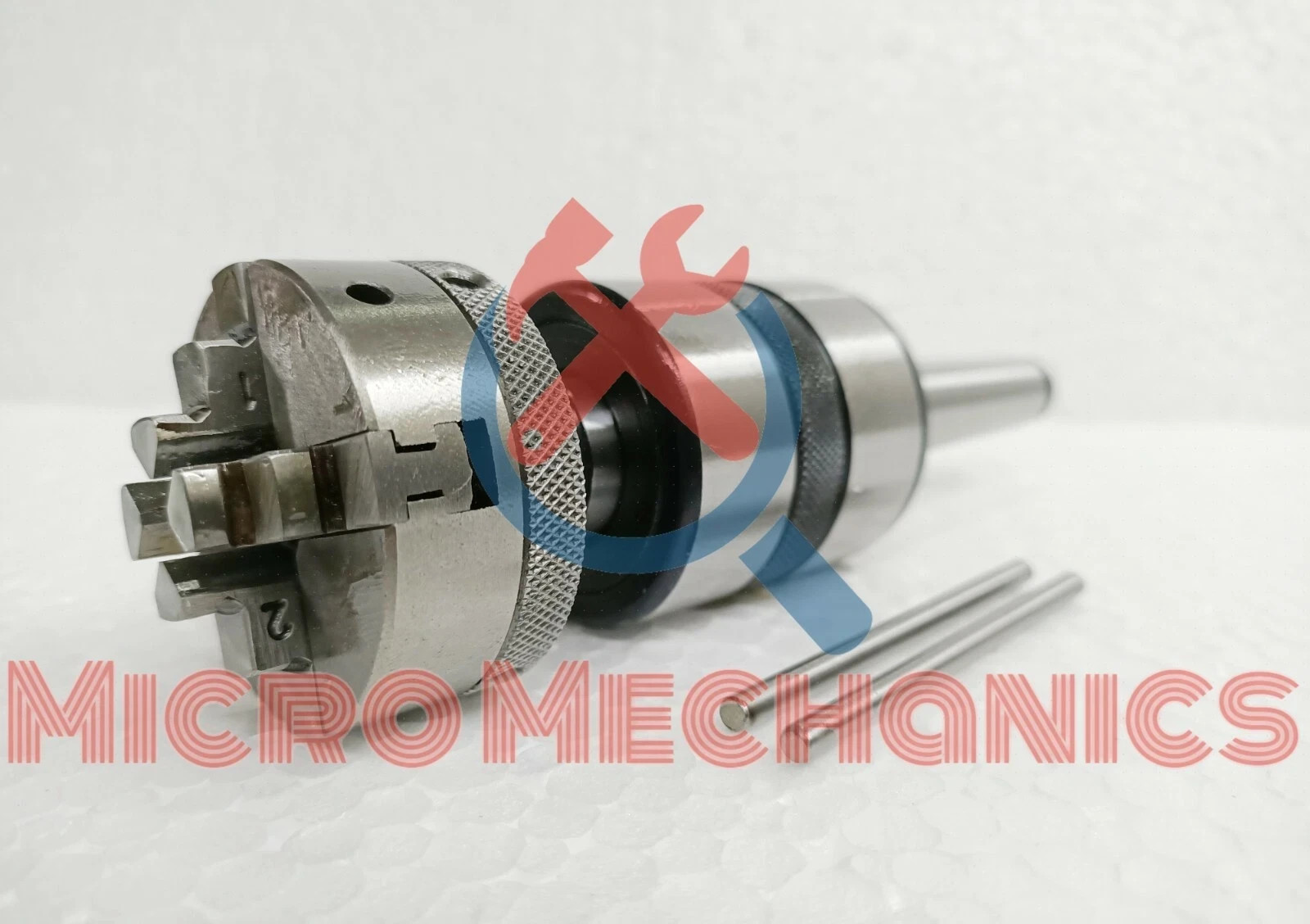 Revolving Live Center MT 2 – MT 3 Shank + 50mm Mini Chuck 4 Jaws Self Centering