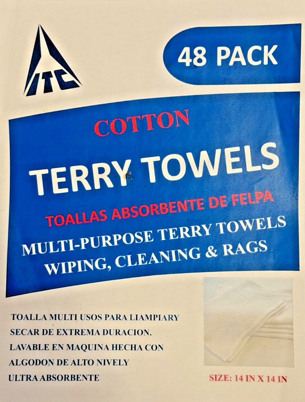 Terry Towels Ideal For Painting Cleaning Polishing Rags 14″ x 14″ 48 Count