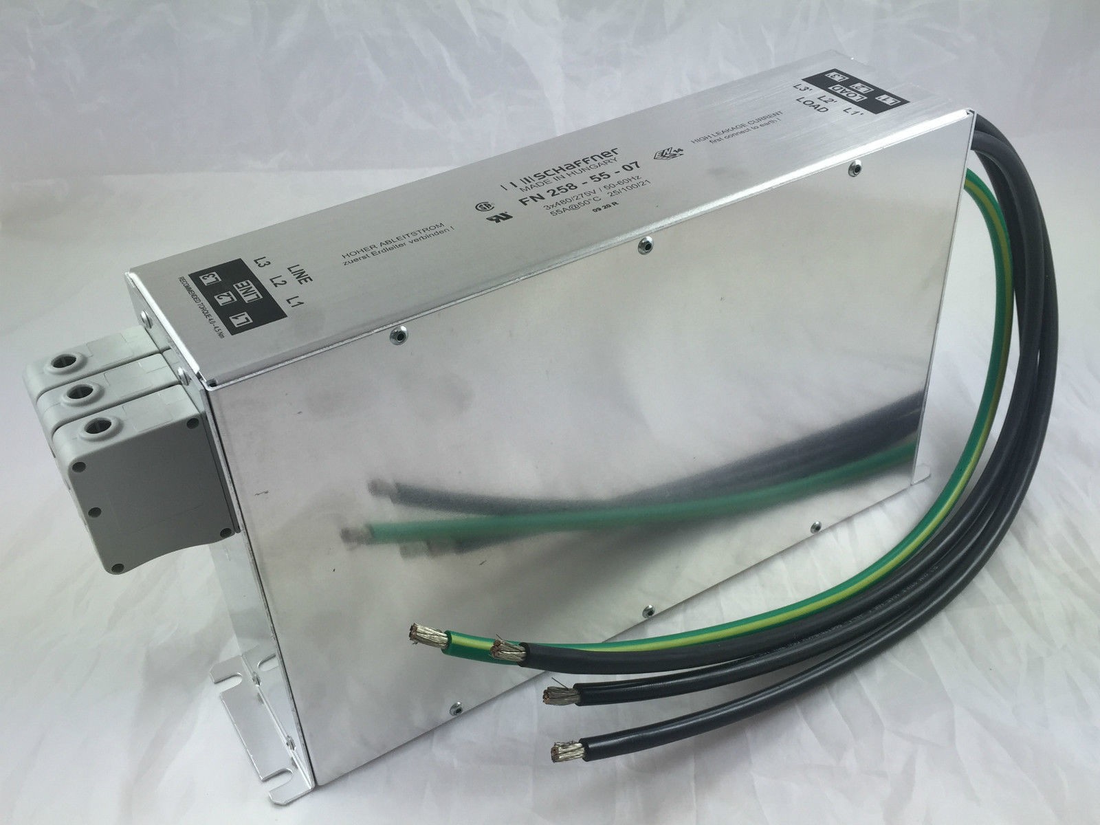 Schaffner FN258-55-07 Chassis Mount Power Line Filter 55A 3×480/275 VAC 50/60Hz