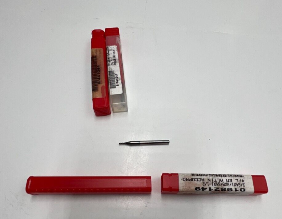 (QTY 3) Accupro Solid Carbide Square End Mill 3/64″ Dia 9/64″ LOC 01982149