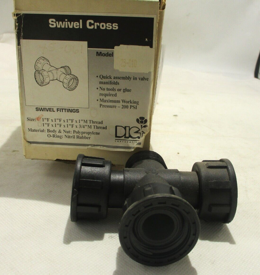 NEW DIG 1″ INCH 1″F x 1″F x 1″F x 1″M SWIVEL CROSS 4-WAY POLYPROPYLENE